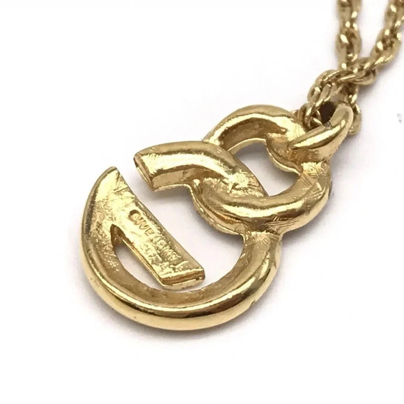 Vintage Givenchy Gold Plated Necklace with Rhinestones - Picture 4 of 10